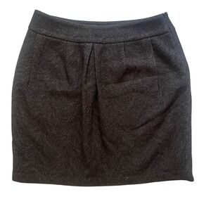 Eileen Fisher Herringbone Wool Blend Mini Skirt Italian Fabric Womens XS Pleated